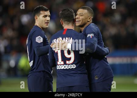 Il francese Kylian Mbappe di Parigi Saint-Germain durante la partita di calcio francese del L1 tra Parigi Saint-Germain (PSG) e Digione, il 29 febbraio 2020 allo stadio Parc des Princes di Parigi. (Foto di Mehdi Taamallah/NurPhoto) Foto Stock