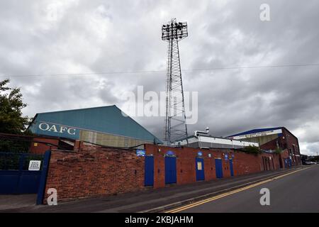 Vista generale del Boundary Park, sede dell'Oldham Athletic. (Foto di Eddie Garvey/MI News/NurPhoto) Foto Stock