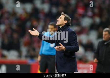 Allenatore di Olympique Lyonnais Rudi Garcia durante la partita Ligue 1 tra Lille OSC (LOSC) e Olympique Lyonnais (Lione, OL) allo Stade Pierre Mauroy il 8 marzo 2020 a Villeneuve d'Ascq vicino Lille, Francia. (Foto di Thierry Thorel/NurPhoto) Foto Stock