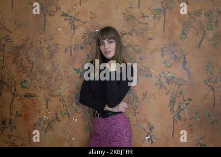 Actriz Irene Arcos posa durante la sessione di ritratto al Teatro Pavón di Madrid. 11 marzo 2020 Spagna (Foto di Oscar Gonzalez/NurPhoto) Foto Stock