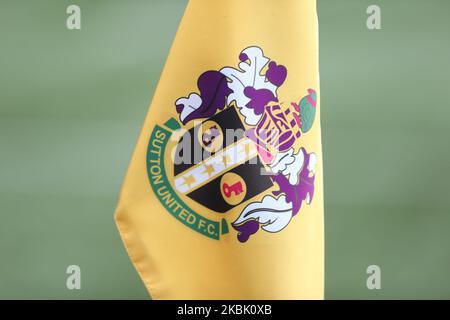 SUTTON, ENGLAND - MARCH 14TH A general view of the inside of the ground with the corner flag during the Vanarama National League match between Sutton United and Hartlepool United at the Knights Community Stadium, Gander Green Lane,, Sutton on Saturday 14th March 2020. (Credit: Jacques Feeney | MI News) Stock Photo