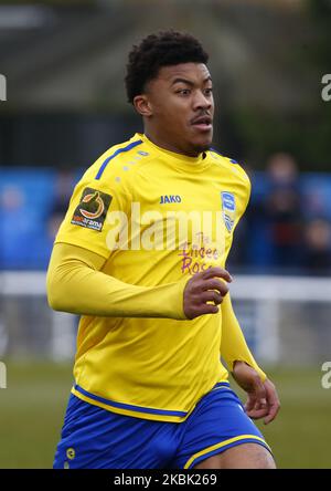 Decarrey Sheriff di Concord Rangers in azione durante il Vanarama National League South Match tra Concord Rangers e Tonbridge Angels a Thames Road, Canvey Island, il 14 marzo 2020. (Foto di Action Foto Sport/NurPhoto) Foto Stock