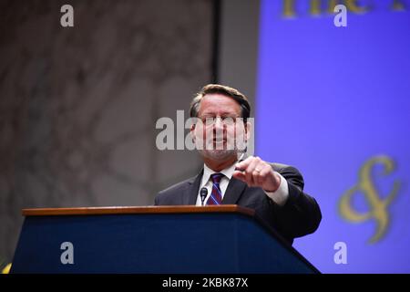 Gary Peters, United States Senate, speaks on March 12, 2020 in Washington DC, US - On the eve of Nowruz, Iranian New Year, a briefing-luncheon was held in the Senate by the Organization of Iranian American Communities (OIAC) on March 12, 2020. Senator Gary Peters (D-MI), Ranking Member of the Senate Homeland Security Committee, highlighted the many nefarious actions of the Iranian regime and said the people of Iran should have the opportunity to have their voice count. Mr. Peters said the regime has been directly responsible for the mass execution of political prisoners. (Photo by Siavosh Hoss Stock Photo