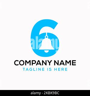 Letter 6 Cowbell Logo Concept With Hanging Bell Symbol Vector Template Stock Vector