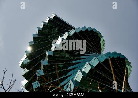 Vista dettagliata del moderno edificio di Panama City Foto Stock