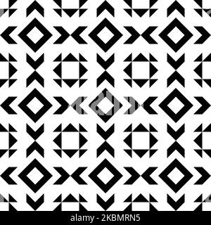 Modello astratto nativo americano senza giunture. Sfondo delle illustrazioni vettoriali per ricami geometrici. Design con motivi in stile Aztec. Illustrazione Vettoriale