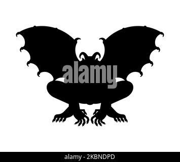 Gargoyle silhouette isolated. Stone demonic character, monster. Fantastic architectural object. Stock Vector