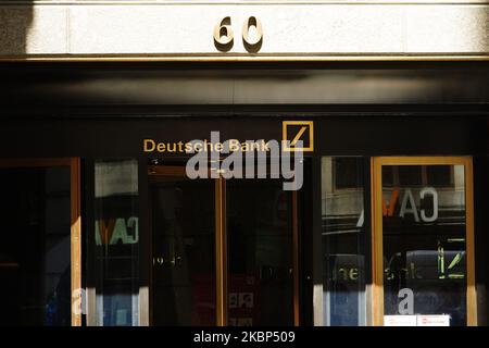 A view of Deutsche Bank during the coronavirus pandemic on May 20, 2020 in Wall Street, New York City. COVID-19 has spread to most countries around the world, claiming over 316,000 lives with over 4.8 million infections reported. (Photo by John Nacion/NurPhoto) Stock Photo