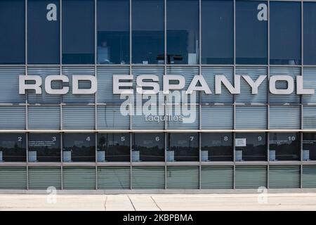 Biglietteria vuota dello stadio RCD della squadra spagnola di calcio la Liga di RCD Espanyol, a Barcellona, in Spagna, il 28 maggio 2020. (Foto di Xavier Bonilla/NurPhoto) Foto Stock