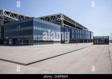 Stadio RCD vuoto della squadra di calcio spagnola della Liga di RCD Espanyol, a Barcellona, Spagna, il 28 maggio 2020. (Foto di Xavier Bonilla/NurPhoto) Foto Stock