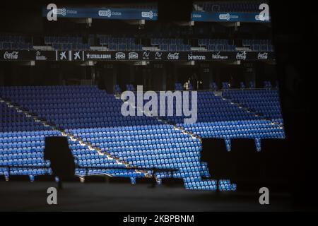 Stadio RCD vuoto della squadra di calcio spagnola della Liga di RCD Espanyol, a Barcellona, Spagna, il 28 maggio 2020. (Foto di Xavier Bonilla/NurPhoto) Foto Stock