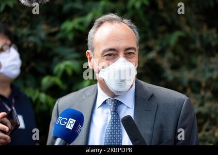 Giulio Gallera con maschera protettiva all'apertura della nuova unità di terapia intensiva per pazienti affetti da Coronavirus (Covid-19) presso l'Ospedale Luigi sacco il 29 maggio 2020 a Milano (Foto di Alessandro Bremec/NurPhoto) Foto Stock