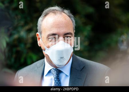 Giulio Gallera con maschera protettiva all'apertura della nuova unità di terapia intensiva per pazienti affetti da Coronavirus (Covid-19) presso l'Ospedale Luigi sacco il 29 maggio 2020 a Milano (Foto di Alessandro Bremec/NurPhoto) Foto Stock