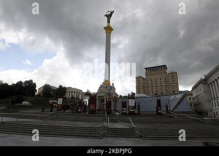 Una visione generale della Piazza dell'Indipendenza a Kyiv, Ucraina, il 01 giugno 2020. Al 01 giugno 2020 in Ucraina, in totale 24 012 casi confermati in laboratorio di coronavirus COVID-19 di malattia, di cui 718 mortali, secondo il sito del Ministero della Salute ucraino. (Foto di Str/NurPhoto) Foto Stock