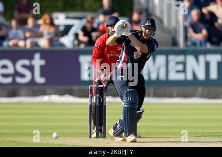 David Willey of Northants battendo durante il Nat West T20 Blast North Division incontro tra Durham e Northamptonshire presso l'Emirates Riverside, Chester le Street Venerdì 24th Luglio 2014 (Foto di Mark Fletcher/MI News/NurPhoto) Foto Stock