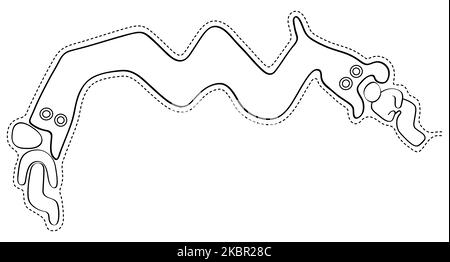 Serpente a due teste che divora due figure umanoidi - geoglyph delle figure da Palpa, le linee di Palpa, Perù Foto Stock