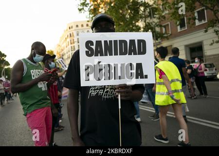 Manifestazione contro la privatizzazione delle aziende sanitarie il 20 giugno 2020 a Madrid Spagna (Foto di Oscar Gonzalez/NurPhoto) Foto Stock