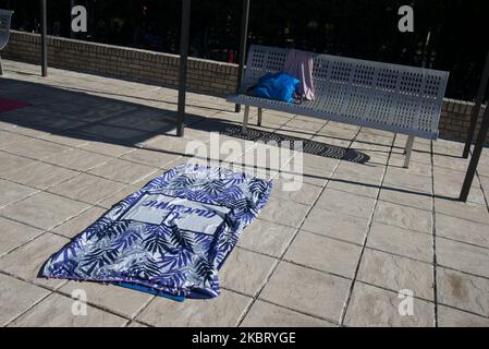 Vista della piscina del Centro Sportivo Municipale Vicente del Bosque, uno dei quali apre la Comunità da oggi, il 1 luglio 2020 a Madrid, Spagna. (Foto di Oscar Gonzalez/NurPhoto) Foto Stock