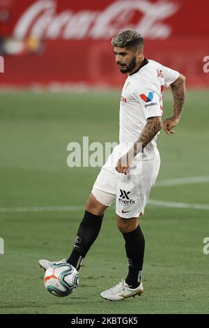 Ever Banega of Sevilla during the Liga match between Sevilla FC and RCD Mallorca at Estadio Ramon Sanchez Pizjuan on July 12, 2020 in Seville, Spain. (Photo by Jose Breton/Pics Action/NurPhoto) Stock Photo