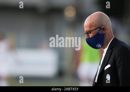 Simone Banchieri durante il playoff di Serie C tra Carpi e Novara allo Stadio Sandro Cabassi il 13 luglio 2020 a Carpi, Italia. (Foto di Emmanuele Ciancaglini/NurPhoto) Foto Stock