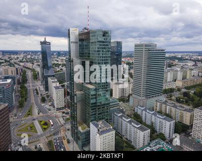 The Rondo 1 tower with an Ernst and Young logo is seen in central Warsaw, Poland on July 13, 2020. (Photo by Jaap Arriens/NurPhoto) Stock Photo