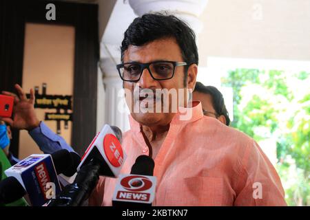 Rajendra Rathore, leader senior del BJP, parla con i media man mano che arriva a partecipare a un incontro con il presidente del partito di stato, a Jaipur, Rajasthan, India, il 14 luglio, 2020. (Foto di Vishal Bhatnagar/NurPhoto) Foto Stock