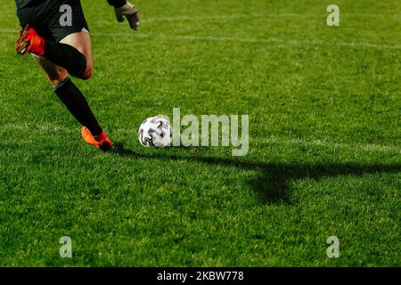 goalkeeper goal kick during football match Stock Photo