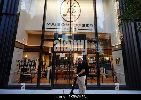 Vista sulla Maison Kayser nei cantieri di Hudson. French Bakery Chain Maison Kayser May Shut permanentemente tutte le 16 sedi di New York, rapporto dice come New York City entra nella fase 4 di riapertura a seguito di restrizioni imposte per rallentare la diffusione del coronavirus il 31 luglio 2020 a New York City. La quarta fase permette di praticare arti e intrattenimento all'aperto, eventi sportivi senza tifosi e produzioni mediatiche. (Foto di John Nacion/NurPhoto) Foto Stock