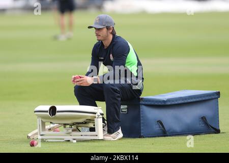 Lancashire's Rob Jones durante la partita del Bob Willis Trophy tra il Durham County Cricket Club e il Lancashire a Emirates Riverside, Chester le Street, Inghilterra, il 10 agosto 2020. (Foto di Mark Fletcher/MI News/NurPhoto) Foto Stock