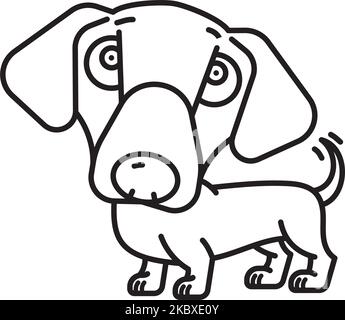 Cute Dachshund cartoon line icon vector illustration Illustrazione Vettoriale