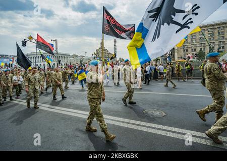 Sfilata militare nelle celebrazioni della Giornata dell'Indipendenza a Kiev, Ucraina. (Foto di Celestino Arce/NurPhoto) Foto Stock