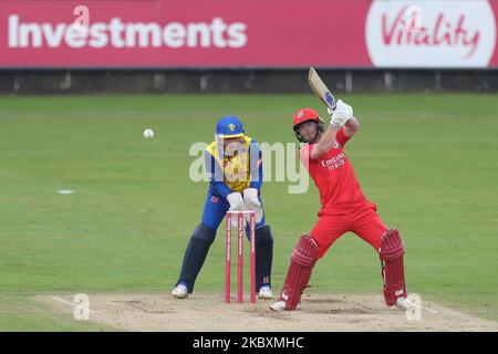 Alex Davies del Lancashire battendo durante la partita Vitality Blast T20 tra il Durham County Cricket Club e il Lancashire a Emirates Riverside, Chester le Street, Regno Unito, il 27 agosto 2020. (Foto di Mark Fletcher/MI News/NurPhoto) Foto Stock