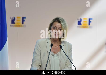 La Ministro francese per la transizione ecologica Barbara Pompili partecipa alla riunione dell'associazione dei datori di lavoro francese Medef, a tema "il Rinascimento delle imprese francesi" - 27 agosto 2020, Parigi (Foto di Daniel Pier/NurPhoto) Foto Stock