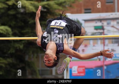 Gianmarco tamberi durante il secondo giorno della 110° edizione dei campionati italiani di atletica allo Stadio Colbachini di Padova il 29 agosto 2020. (Foto di massimo Bertolini/NurPhoto) Foto Stock