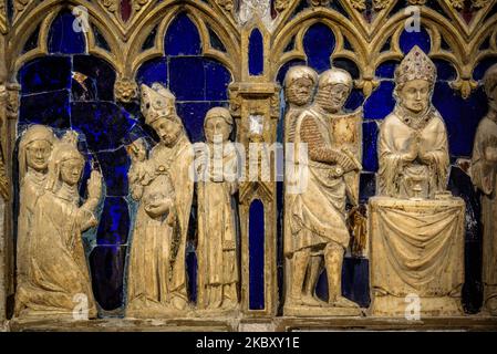 Tomba gotica di Sant Narcís all'interno della basilica di Sant Feliu a Girona (Catalogna, Spagna) ESP: Sepolcro Gótico de Sant Narcís, Gerona. Cataluña España Foto Stock