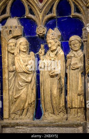 Tomba gotica di Sant Narcís all'interno della basilica di Sant Feliu a Girona (Catalogna, Spagna) ESP: Sepolcro Gótico de Sant Narcís, Gerona. Cataluña España Foto Stock