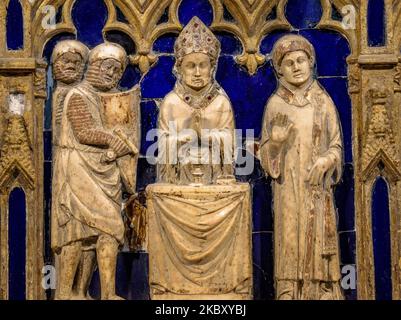 Tomba gotica di Sant Narcís all'interno della basilica di Sant Feliu a Girona (Catalogna, Spagna) ESP: Sepolcro Gótico de Sant Narcís, Gerona. Cataluña España Foto Stock