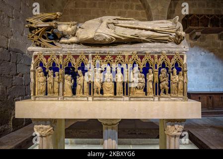 Tomba gotica di Sant Narcís all'interno della basilica di Sant Feliu a Girona (Catalogna, Spagna) ESP: Sepolcro Gótico de Sant Narcís, Gerona. Cataluña España Foto Stock