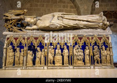 Tomba gotica di Sant Narcís all'interno della basilica di Sant Feliu a Girona (Catalogna, Spagna) ESP: Sepolcro Gótico de Sant Narcís, Gerona. Cataluña España Foto Stock