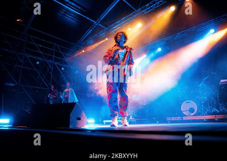 Ghemon suona dal vivo al Castello Sforzesco per la tenuta Sforzesca il 31 agosto 2020 a Milano. (Foto di Alessandro Bremec/NurPhoto) Foto Stock