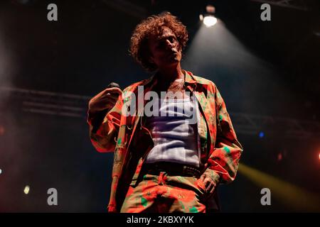 Ghemon suona dal vivo al Castello Sforzesco per la tenuta Sforzesca il 31 agosto 2020 a Milano. (Foto di Alessandro Bremec/NurPhoto) Foto Stock