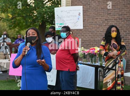 Il sindaco di Rochester, NY, Lovely Warren prende domande dalla Comunità dopo l'uccisore della polizia Daniel Prude il 3 settembre 2020 a New York, Stati Uniti. (Foto di Zach D Roberts/NurPhoto) Foto Stock