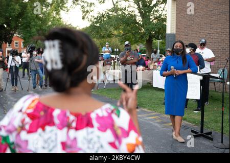 Il sindaco di Rochester, NY, Lovely Warren prende domande dalla Comunità dopo l'uccisore della polizia Daniel Prude il 3 settembre 2020 a New York, Stati Uniti. (Foto di Zach D Roberts/NurPhoto) Foto Stock