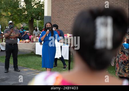 Il sindaco di Rochester, NY, Lovely Warren prende domande dalla Comunità dopo l'uccisore della polizia Daniel Prude il 3 settembre 2020 a New York, Stati Uniti. (Foto di Zach D Roberts/NurPhoto) Foto Stock