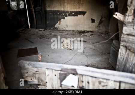 Borgo Universo è un museo all'aperto situato ad Aielli, l'Aquila, Abruzzo, il 7 settembre 2020. (Foto di Andrea Mancini/NurPhoto) Foto Stock