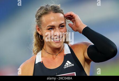 Lieke Klaver (NED) festeggia dopo aver gareggiato in 400m donne durante il Golden Gala della IAAF Diamond League presso lo Stadio Olimpico di Roma il 17 settembre 2020 (Foto di Matteo Ciambelli/NurPhoto) Foto Stock