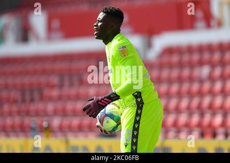 Brice Samba della Foresta di Nottingham durante la partita del Campionato Sky Bet tra la Foresta di Nottingham e Cardiff City al City Ground di Nottingham, Inghilterra, il 19 settembre 2020. (Foto di Jon Hobley/MI News/NurPhoto) Foto Stock