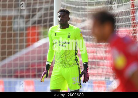 Brice Samba della Foresta di Nottingham durante la partita del Campionato Sky Bet tra la Foresta di Nottingham e Cardiff City al City Ground di Nottingham, Inghilterra, il 19 settembre 2020. (Foto di Jon Hobley/MI News/NurPhoto) Foto Stock