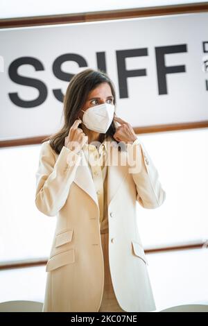 Elena Anaya partecipa alla fotocellula 'Rifkin's Festival' durante il San Sebastian International Film Festival 68th al Kursaal Palace il 18 settembre 2020 a San Sebastian, Spagna. (Foto di Frank Lovicario/NurPhoto) Foto Stock