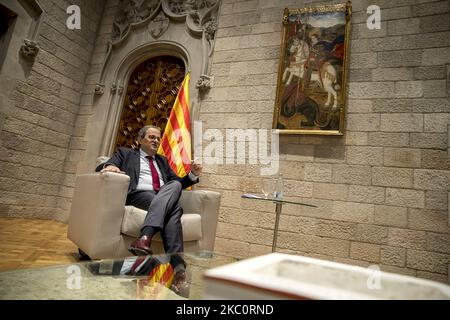 Il presidente del governo catalano, Quim Torra, al Palau de la Generalitat di Barcellona, Catalogna, Spagna, il 25 settembre 2020. (Foto di Albert Llop/NurPhoto) Foto Stock